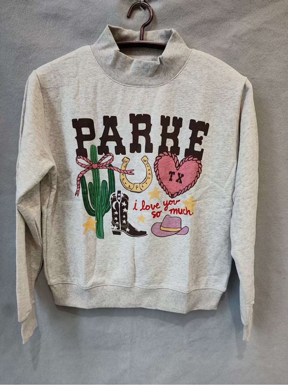 Parke Grey Graphic Mock Neck Sweatshirt